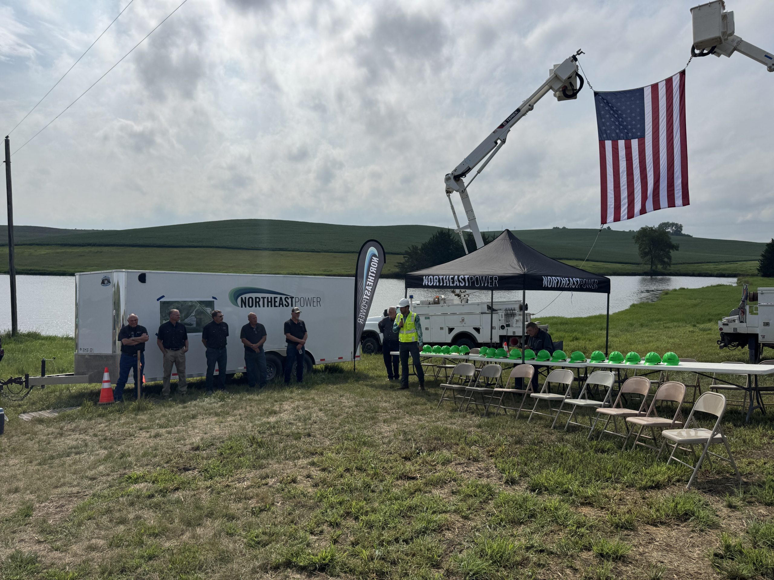 Utility-scale solar project team at ribbon cutting in Nebraska