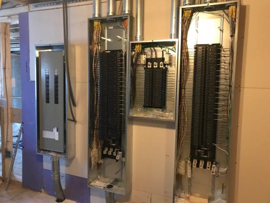Electrical panels installed for the Holiday Inn Express commercial electrical project
