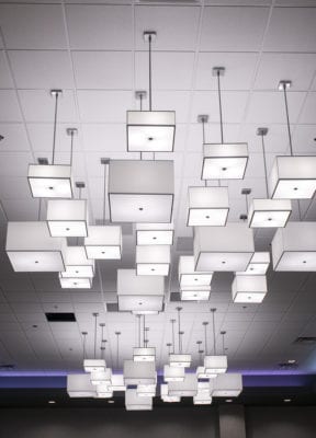 Interior ceiling lighting installed at Holiday Inn Express